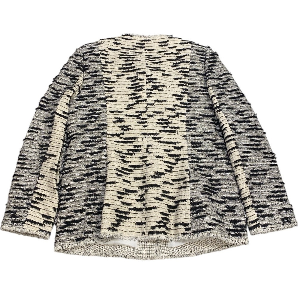 Rebecca Taylor Tweed Jacket Size 10 Black Cream Metallic - Picture 14 of 15